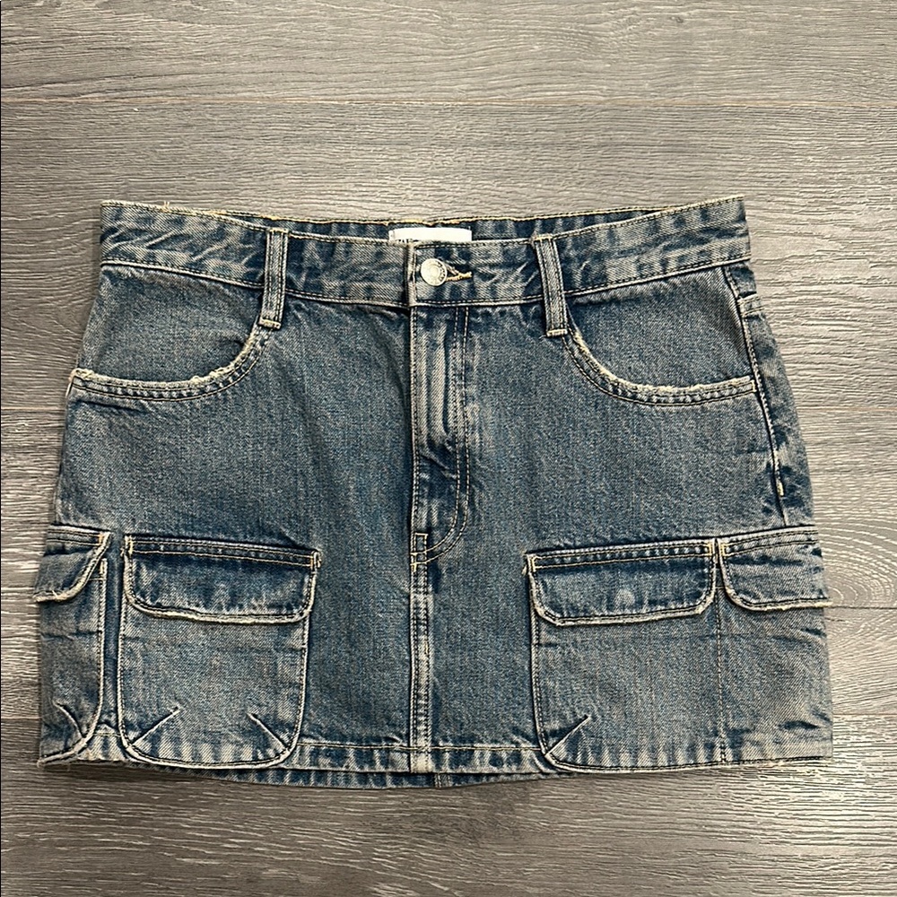 Zara Mini Denim Cargo Skirt